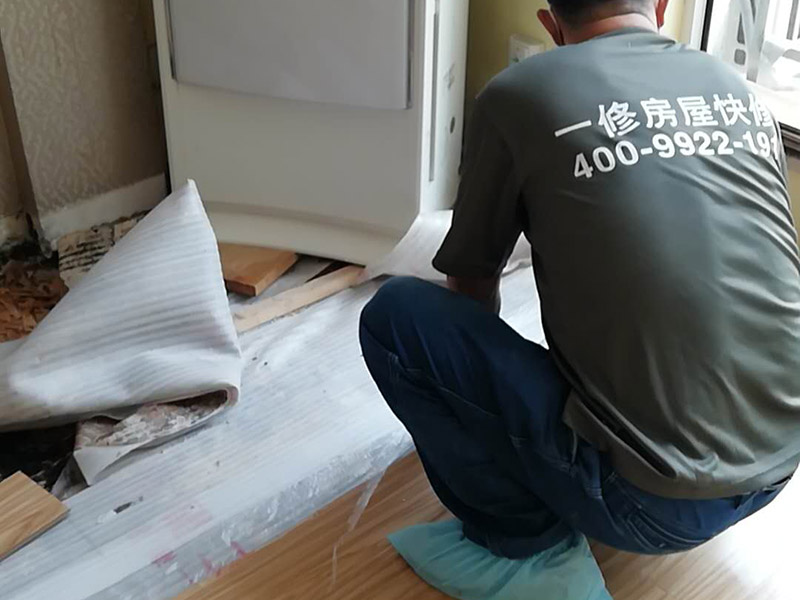 客廳木地板換新:基層清理→涂刷底膠→彈線、找平→鉆孔、安裝預(yù)埋件→安裝毛地板、找平、刨平→釘術(shù)地板、找平、刨平→釘踢腳板→刨光、打磨→油漆→上蠟。 1. 實鋪地板要先安裝地龍骨,然后再進行木地板的鋪裝。 2. 龍骨的安裝方法:應(yīng)先在地面做預(yù)埋件,以固定木龍骨,預(yù)埋件為螺栓及鉛絲,預(yù)埋件間距為800毫米,從地面鉆孔下入。 3. 木地板的安裝方法：實鋪實木地板應(yīng)有基面板,基面板使用大芯板。 4. 地板鋪裝完成后,先用刨子將表面刨平刨光,將地板表面清掃干凈后涂刷地板漆,進行拋光上蠟處理。