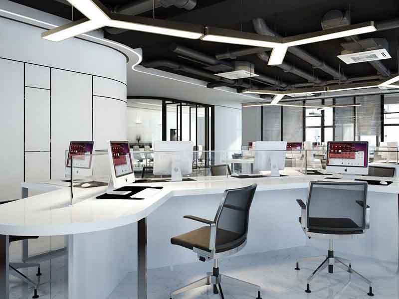 德陽廣漢市行政廣場(chǎng)辦公室翻新裝修-燈具安裝